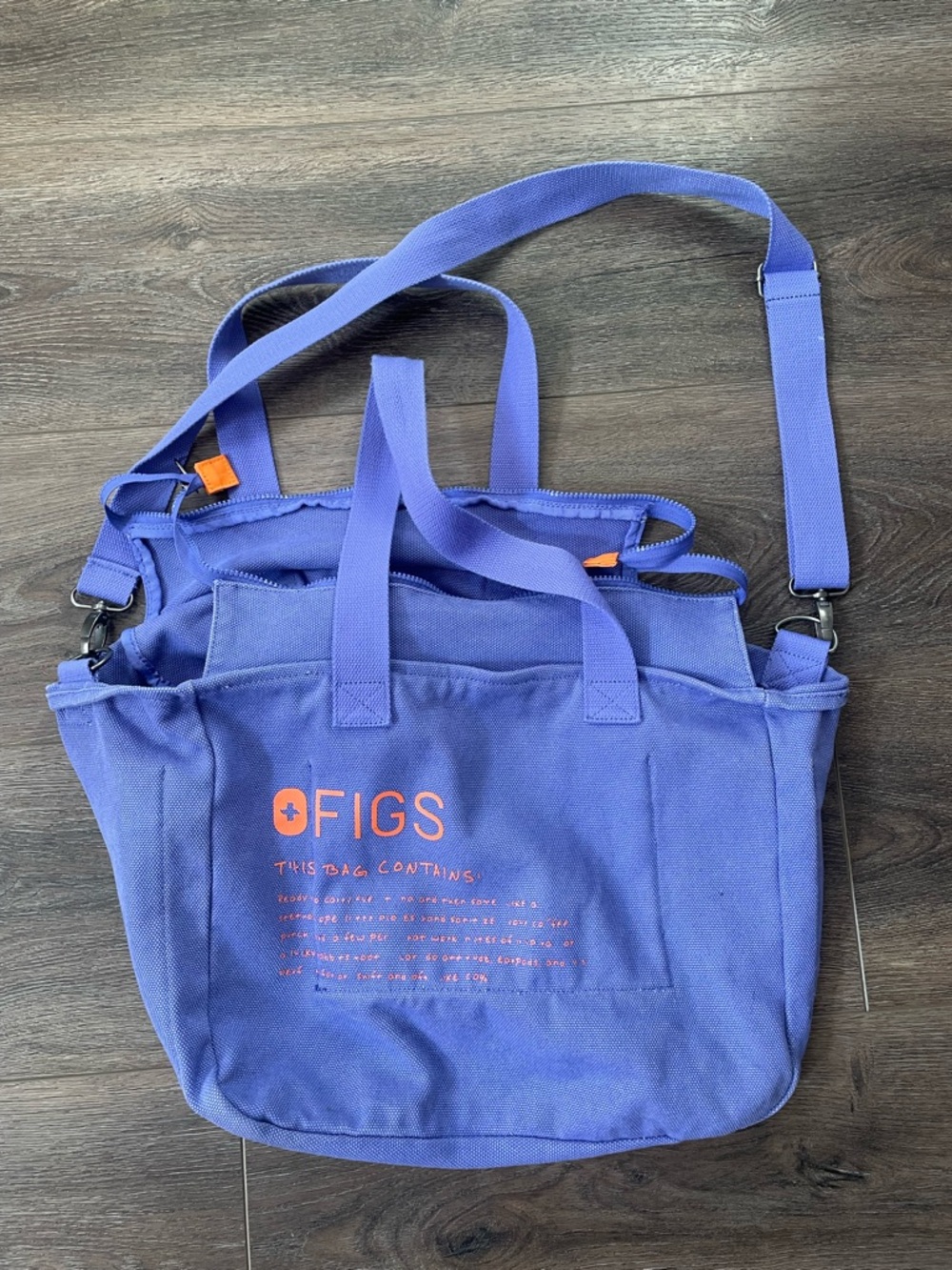 Figs Lavender Canvas Tote with Orange Logo Accent